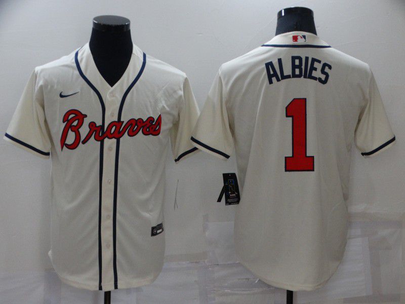 Men Atlanta Braves #1 Albies Cream Game Nike 2022 MLB Jersey->atlanta braves->MLB Jersey